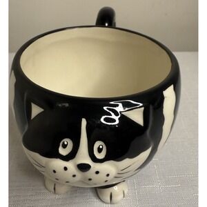 Pier‎ 1 Imports CHUBBY CAT Coffee Mug / Cup Hand Painted Cat Tail Handle